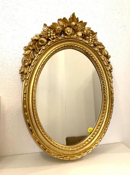 Barock Wandspiegel Antik Oval Gold Badspiegel Spiegel 51X37 Mirror Shabby C496