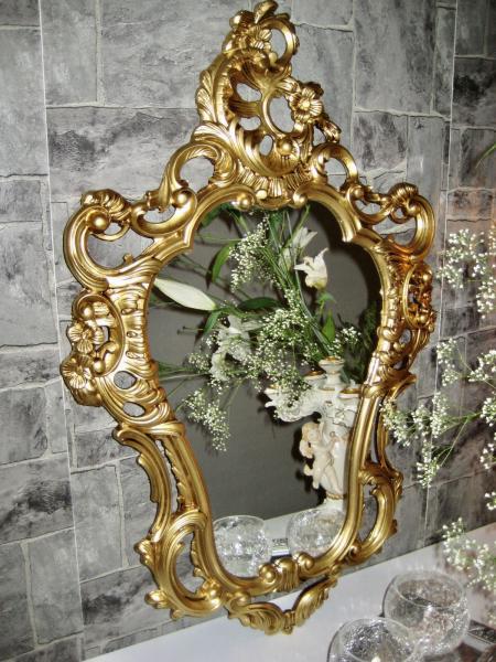 Barock Wandspiegel Gold  Oval Spiegel 50x76 Badspiegel Dekorativer Spiegel Prunkspiegel ANTIK 3039