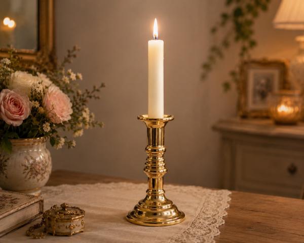 Kerzenständer Messing Höhe 14 cm Kerzenleuchter Massiv Gastronomie Tisch