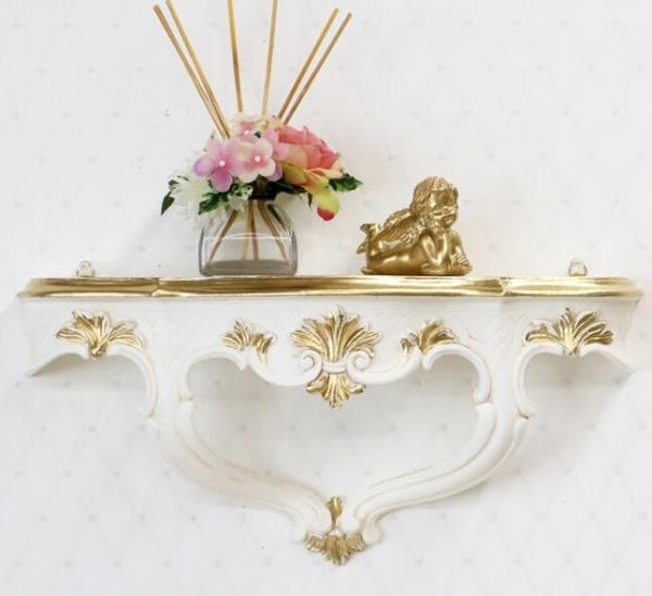 Wandkonsole barock Elfenbein Gold  45x21cm Wandregal BAROCK ANTIK  cp68Ig