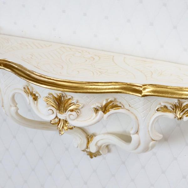 Wandkonsole barock Elfenbein Gold  45x21cm Wandregal BAROCK ANTIK  cp68Ig
