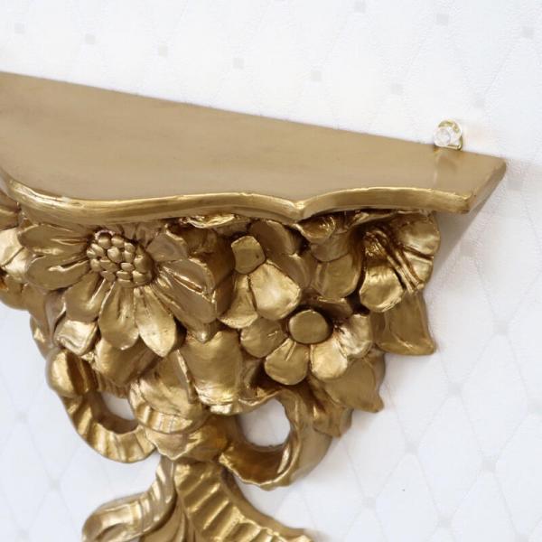 Wandspiegelkonsole mit Blumenmotiv H/B/T: 27x 28x12cm Barock Konsole Wandregal Gold BAROCK Ablage ANTIK Regal