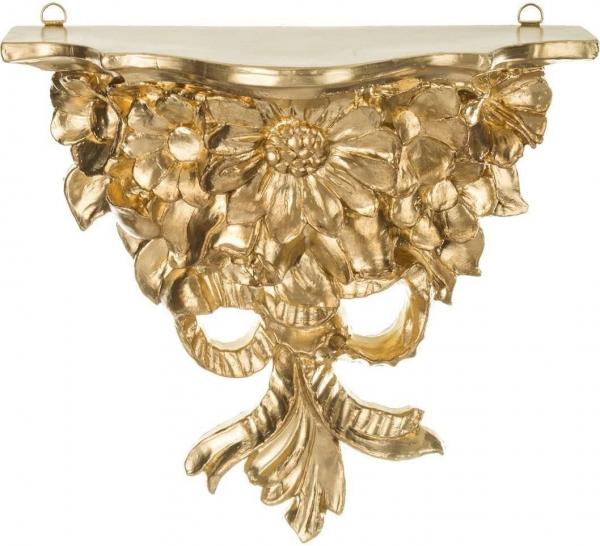 Wandspiegelkonsole mit Blumenmotiv H/B/T: 27x 28x12cm Barock Konsole Wandregal Gold BAROCK Ablage ANTIK Regal