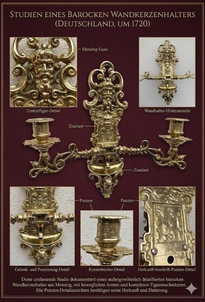 Wandkerzenhalter 2 Armig Wandkerzenleuchter antik gold mehrarmig Klavierleuchter schwenkbar Barockstil 82262 MADE IN ITALY