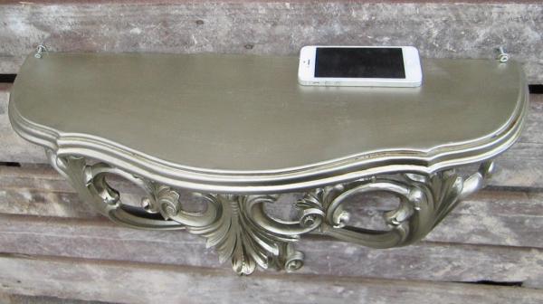 Wandkonsole Antik Silber Wandablage Blumenständer aus Italien in Rokoko Barock Stil 56x46x15cm