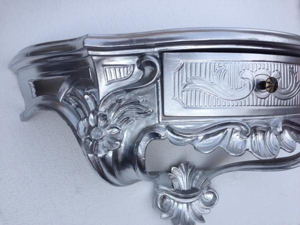 Wandkonsole mit Schublade Silber Wandablage in Barock Antik Still B/H/T 50cmx 27cmx20 cm Spiegelkonsole Cp84 Silber