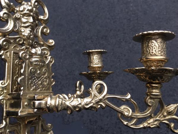 Wandkerzenhalter 2 Armig Wandkerzenleuchter antik gold mehrarmig Klavierleuchter schwenkbar Barockstil 82262 MADE IN ITALY