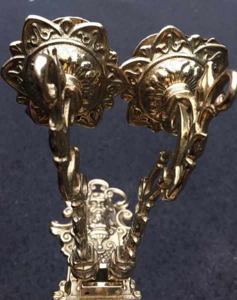 Wandkerzenhalter 2 Armig Wandkerzenleuchter antik gold mehrarmig Klavierleuchter schwenkbar Barockstil 82262 MADE IN ITALY