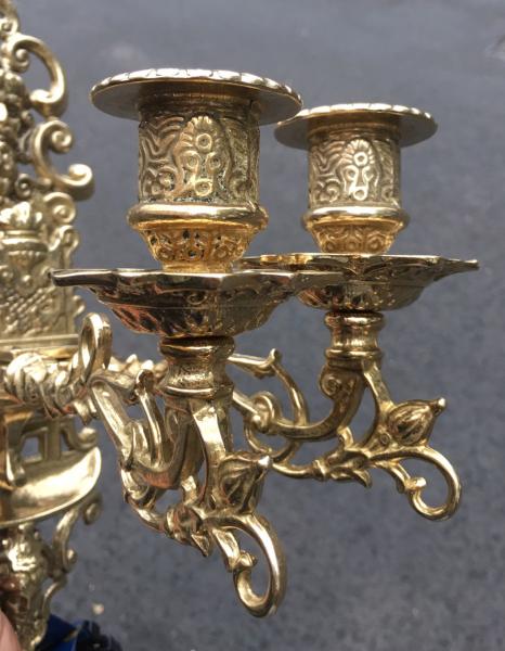 Wandkerzenhalter 2 Armig Wandkerzenleuchter antik gold mehrarmig Klavierleuchter schwenkbar Barockstil 82262 MADE IN ITALY