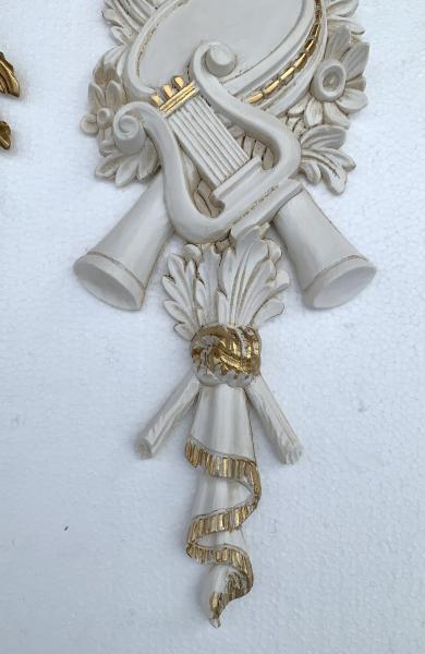 Wanddeko ,Wandrelief Antik in Barockstil, Weiß-Gold, Wandbehang, Ornament, Türbogen , Spiegeldeko, Weihnachtsdeko, 60 x18