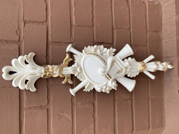 Wanddeko ,Wandrelief Antik in Barockstil, Weiß-Gold, Wandbehang, Ornament, Türbogen , Spiegeldeko, Weihnachtsdeko, 60 x18
