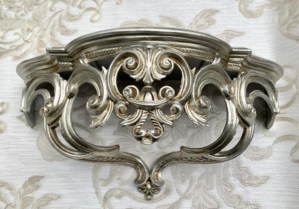 Wandkonsole Antiksilber BAROCK Spiegelkonsole 50x20x24 Antik ornament Wandablage Wanddeko Cp72-AS