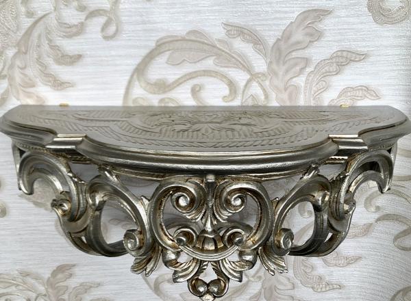 Wandkonsole Antiksilber BAROCK Spiegelkonsole 50x20x24 Antik ornament Wandablage Wanddeko Cp72-AS