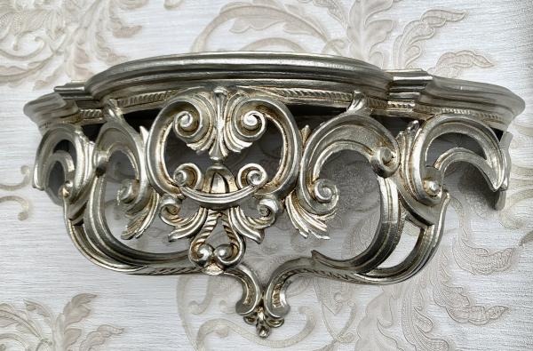 Wandkonsole Antiksilber BAROCK Spiegelkonsole 50x20x24 Antik ornament Wandablage Wanddeko Cp72-AS