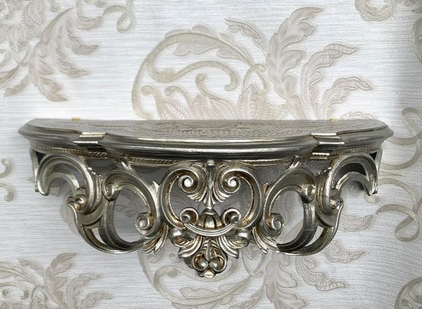 Wandkonsole Antiksilber BAROCK Spiegelkonsole 50x20x24 Antik ornament Wandablage Wanddeko Cp72-AS