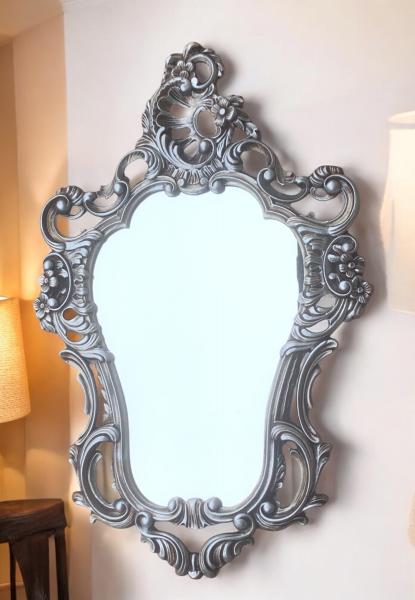 Barock Spiegel Wandspiegel Antik Silber 50x76cm Badspiegel Flurspiegel 3039