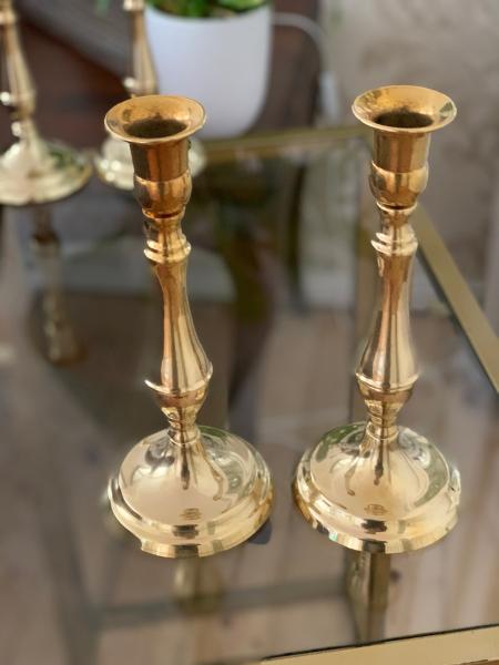 2 x Kerzenleuchter Messing Gold Kerzenständer Kerzenhalter Leuchter Höhe :19 cm Artnr 80336