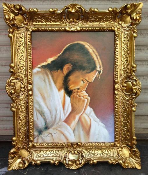 Gerahmte Gemälde Jesus Christus Religiösebilder 56x46cm Kunstdruckbild Wandbild Jesuspray