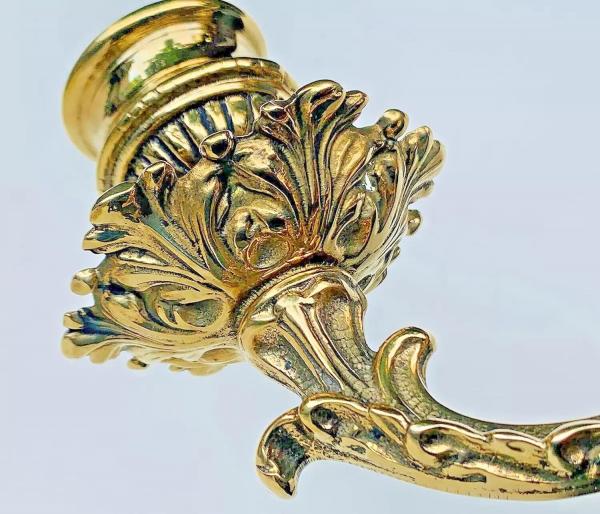 Wandkerzenhalter Barock Jugendstil Messing Gold 23cm Klavier- Wandleuchter SA221
