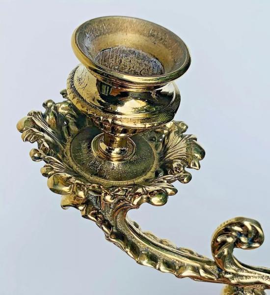 Wandkerzenhalter Barock Jugendstil Messing Gold 23cm Klavier- Wandleuchter SA221