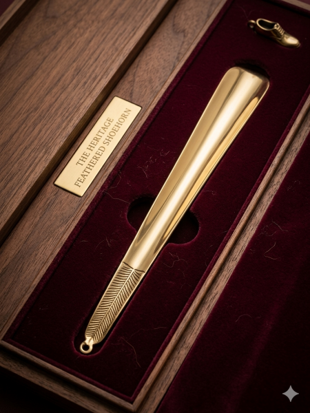 Luxus Schuhlöffel Schuhanzieher Messing Gold 40cm edel hochwertig Antik Schuhhorn  AusstellungStück