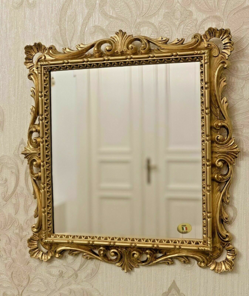 Wandspiegel Barock Antik Gold  Kosmetikspiegel Badspiegel Friseurspiegel 38x36