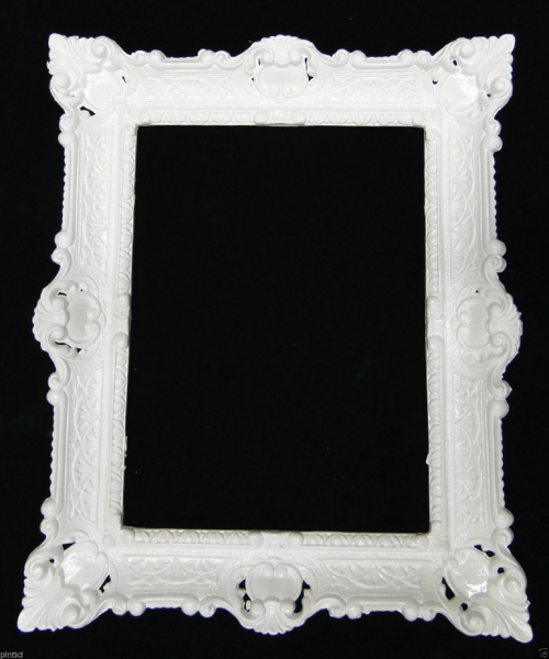 Bilderrahmen Weiß Barock 56x46 Fotorahmen Antik Rahmen Badspiegel Flurspiegel  30x40 mit Spiegel / Glas