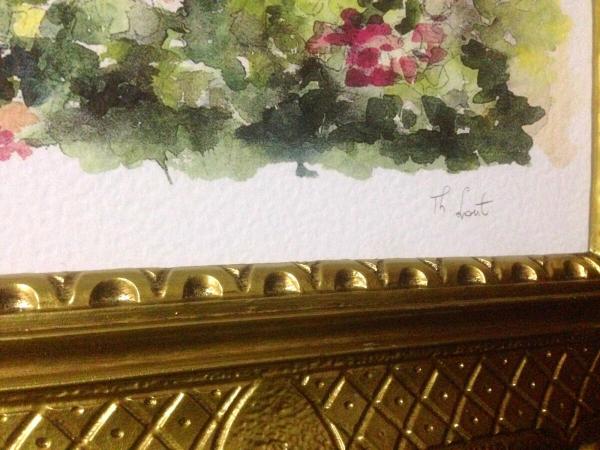 Gerahmte Gemälde Landschaftsbilder 90x70cm Blumen Haus Dorfhaus in Italien Balkon mit Blumen Landschaftsbild