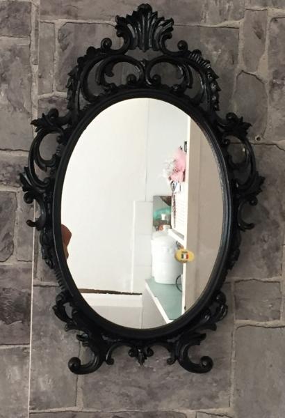 Wandspiegel Barock Oval Schwarz 41cmx27cm Antik,PrunkSpiegel  Kosmetikspiegel