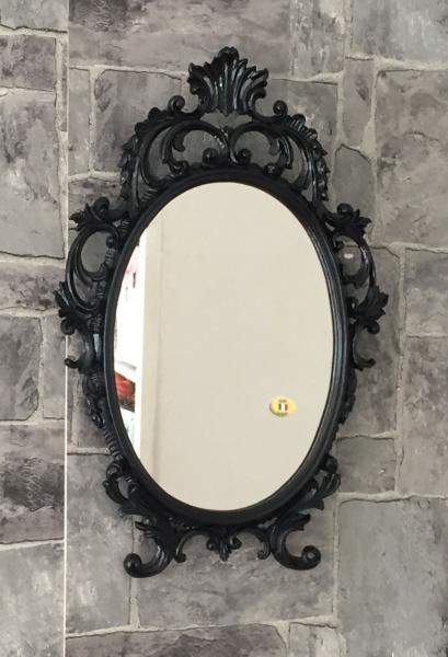 Wandspiegel Barock Oval Schwarz 41cmx27cm Antik,PrunkSpiegel  Kosmetikspiegel