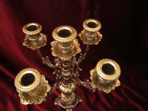 Kaminuhr mit 2 Kerzenständer 5 armig aus Messing Standuhr  MADE IN ITALY