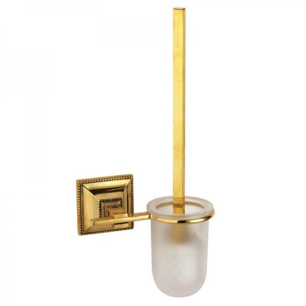 WC Garnitur 41cm Toilettenbürste Bürste poliertes Messing Klobürstenhalter