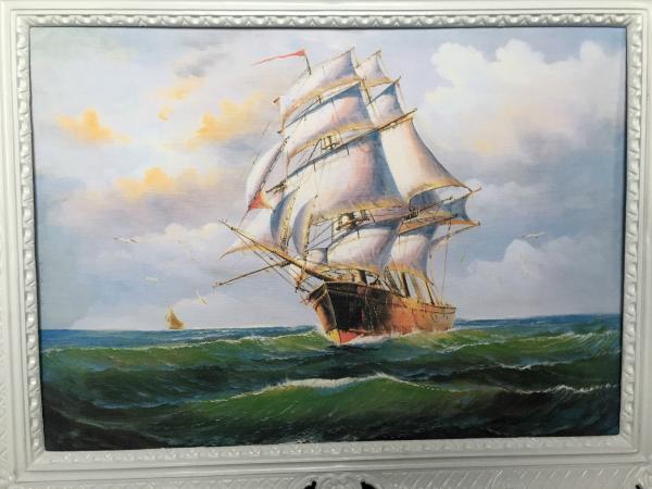 Rahmen Weiß mit Segelschiffbild