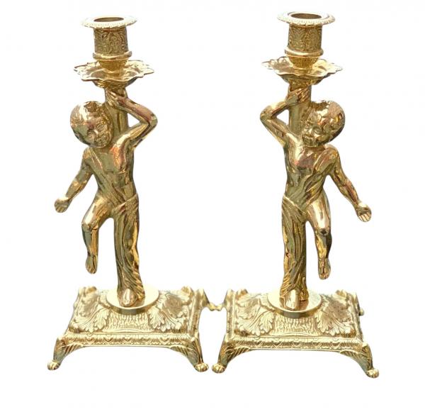 2 x Kerzenleuchter Messing Kerzenständer Gold Kerzenhalter 28 cm Tischdeko