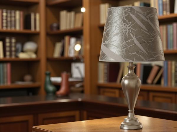 Tischleuchte , Nachttischlampe , Fuss aus Kastanienholz, Tischlampe Lampe 73 cm Gold - Weiß Muster