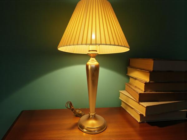 Tischleuchte , Nachttischlampe , Tischlampe  Gold / Senf Lampe Leuchte 54 cm