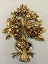 Wanddeko Wandrelief Wandbehang Deko Gold Spiegel Blumen C1530 38x28cm