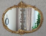 Wandspiegel Barock oval Antik Gold 52x42 Badspiegel Vintage ovaler Spiegel Prunk Repro Spiegel MADE IN ITALY