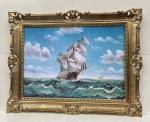 Gerahmte Gemälde Segelschiff Schiffbilder Maritime Stürmische Fahrt Seemotiv Schiff Hoher See von P. Lorenz
