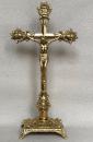 Stehkreuz, aus Messing Kruzifix Kreuz 40x20cm JESUS Christus Altarfix Antikstill Altarkreuz NEU Standkreuz Gold 82-321