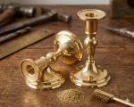 2 x Tischkerzenständer Messing Gold Kerzenständer Kerzenhalter Barock Antikstil MADE IN ITALY